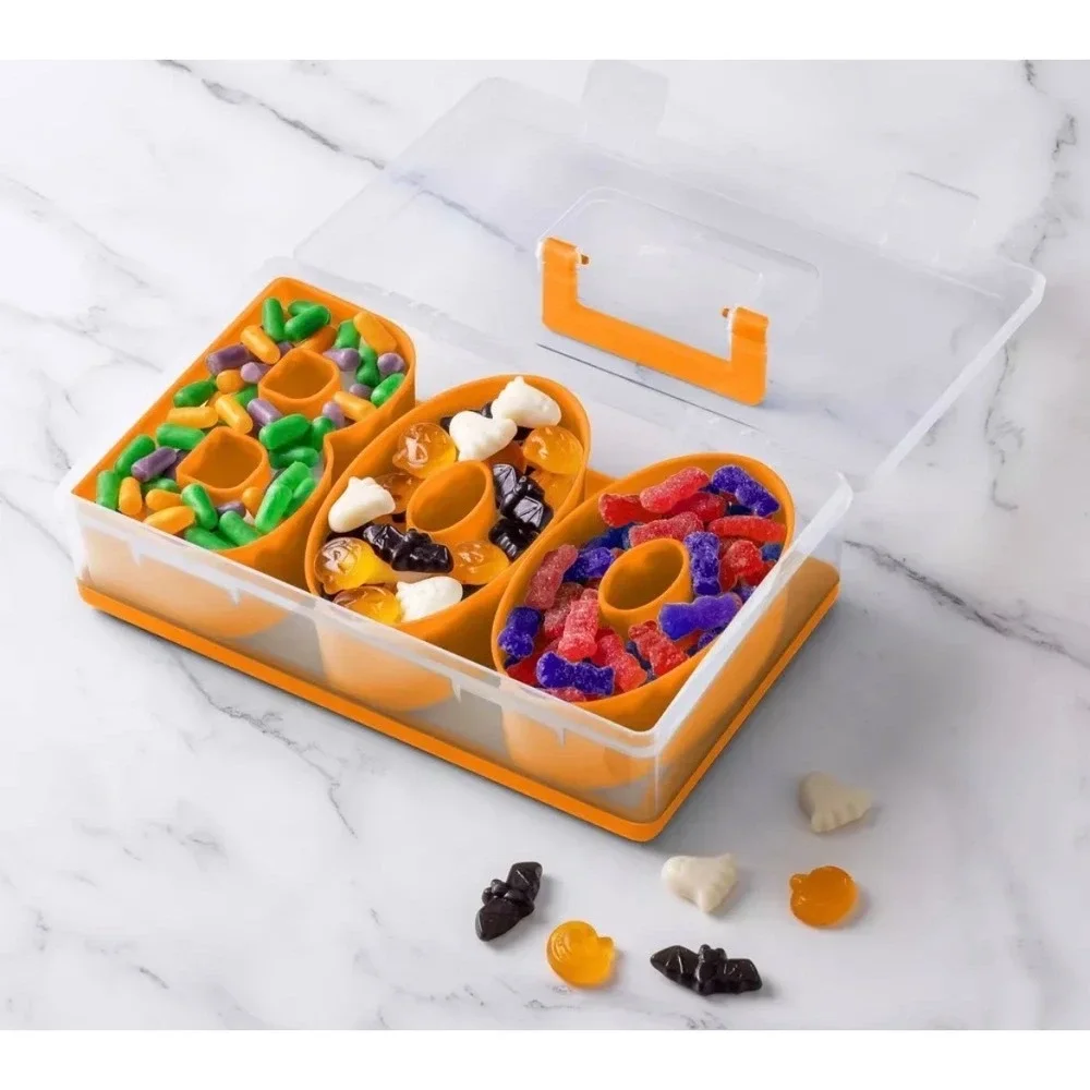 Cook With Color Halloween BOO Snack Box Divided Serving Tray Party Work Orange